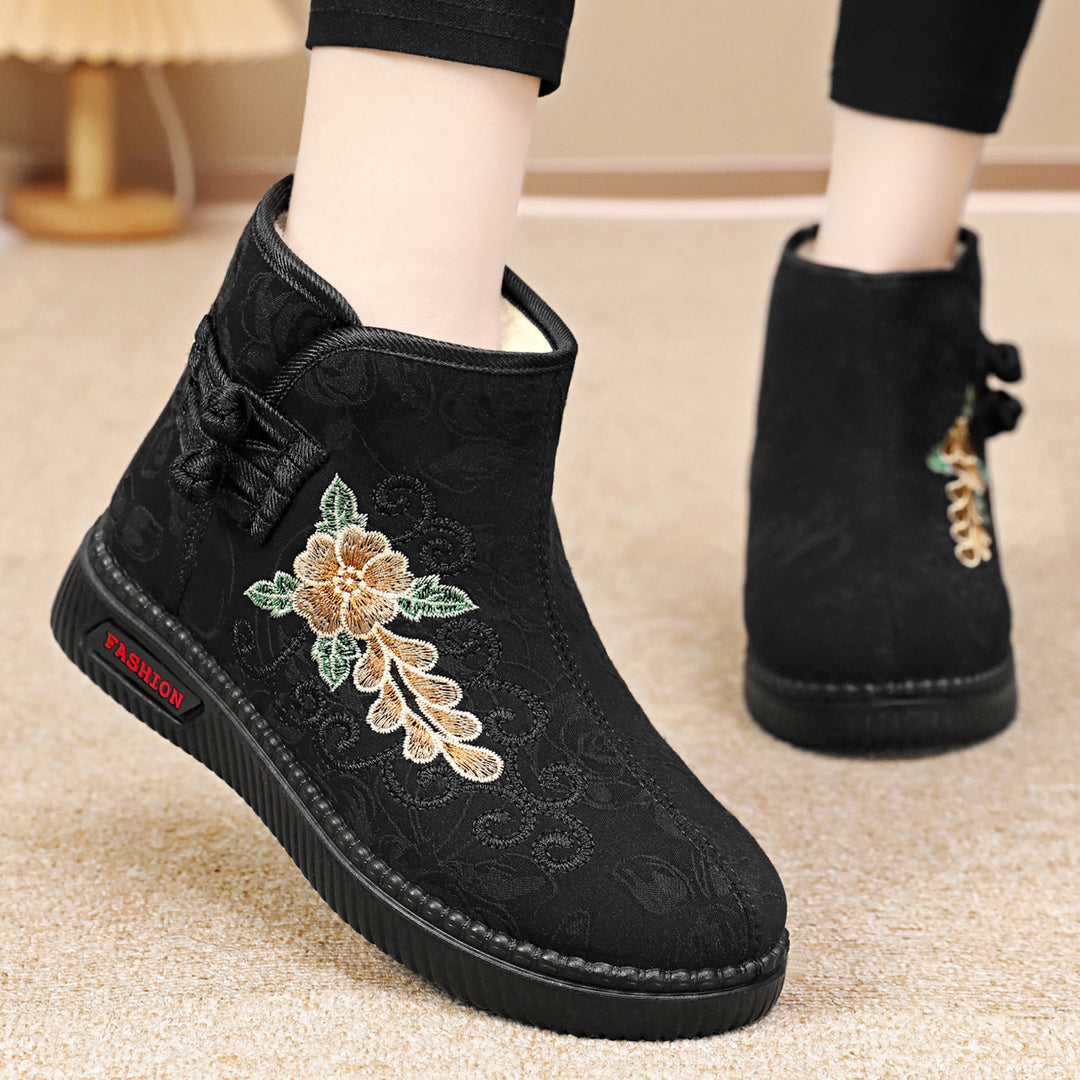Damen Elegante und modische Stiefeletten mit kunstvoller Bestickung EB