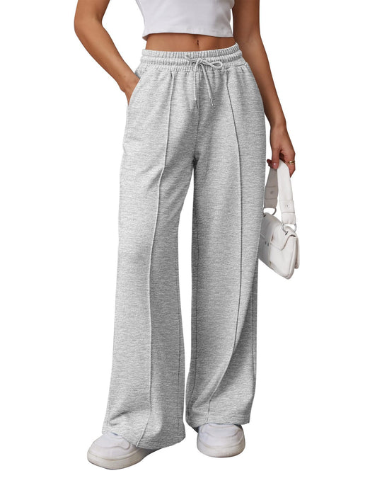 Damen nan High-Waist Relax-Freizeithose mit doppeltem Rippbund, sichtbarer Bügelfalte und weitem Bein EB