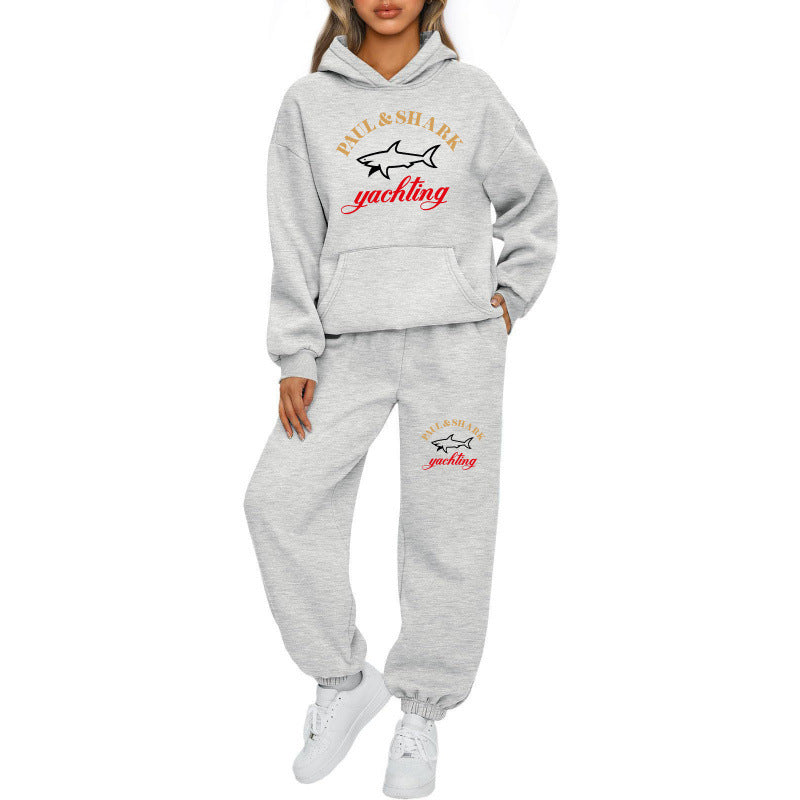 Damen nan oversized Hoodie und Jogginghose Set mit Kapuze Kängurutasche und gerippten Bündchen EB