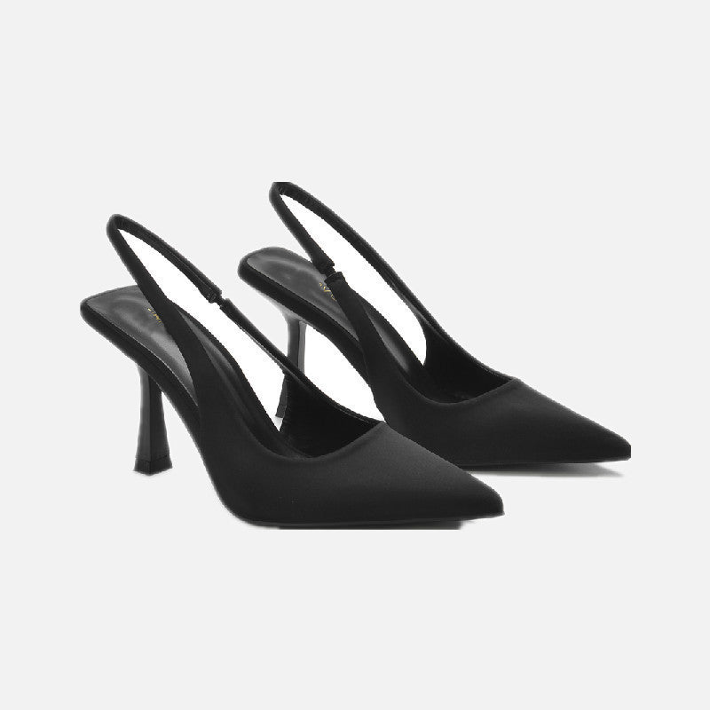 Damen elegante Slingback-Pumps mit spitzem Zehenbereich und komfortablem Blockabsatz EB