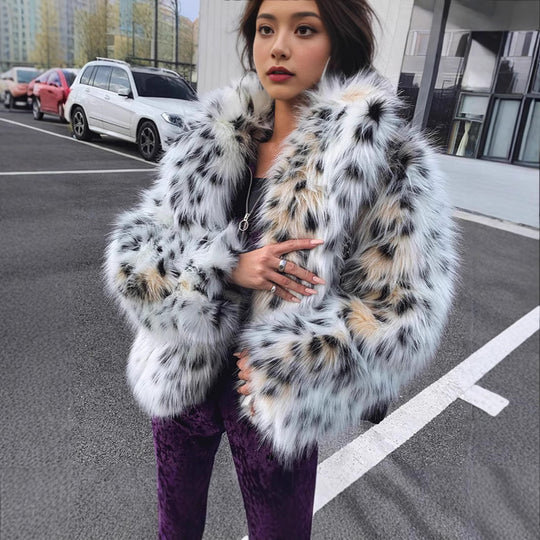 Damen Fluffy Kunstfell Jacket EB