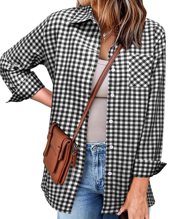 Damen Karo-Hemd mit lässigem Schnitt und Brusttasche EB