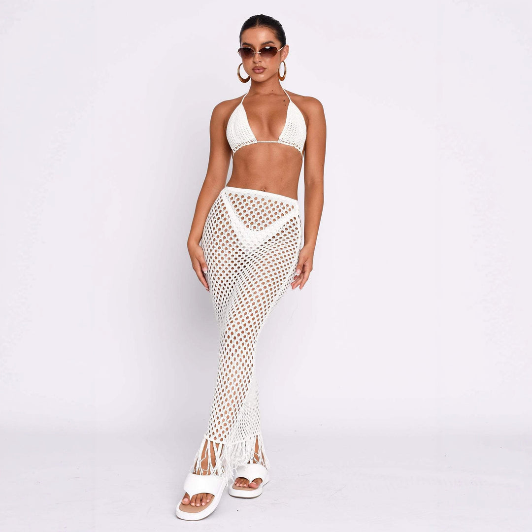 Damen gehäkelter Bikini und Röhrenhose Set EB