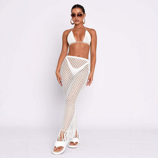 Damen gehäkelter Bikini und Röhrenhose Set EB