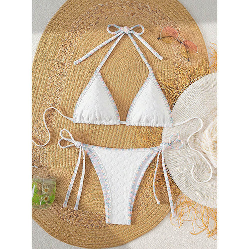 Damen Triangel-Bikini mit Rüschendetails und verstellbaren Trägern EB