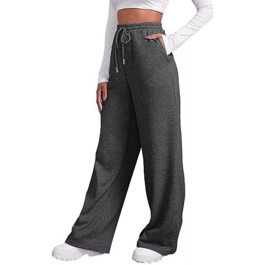 Damen nan fließende High-Waist Palazzo-Loungehose aus leichtem Jersey mit Elastikbund und praktischen Eingrifftaschen EB