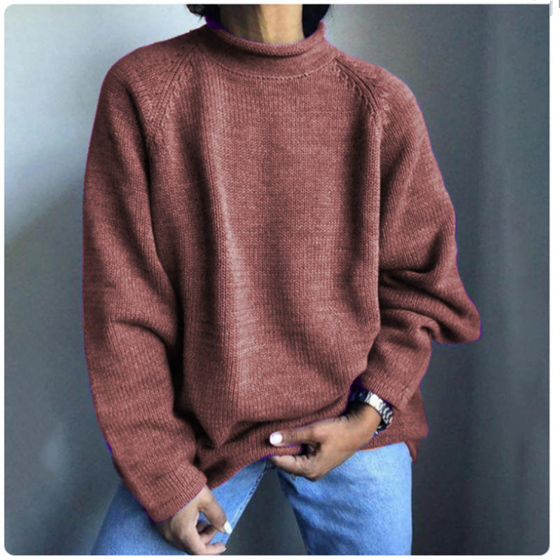 Damen nan kastiger Feinstrickpullover mit kurzem Stehkragen und Raglanärmeln EB