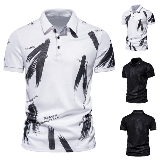 Herren modisches Poloshirt mit grafischen Akzenten und atmungsaktiven Eigenschaften EB