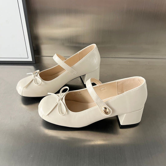 Damen elegante Ballerinas mit modischem Riemen und dekorativer Schleifenverzierung EB