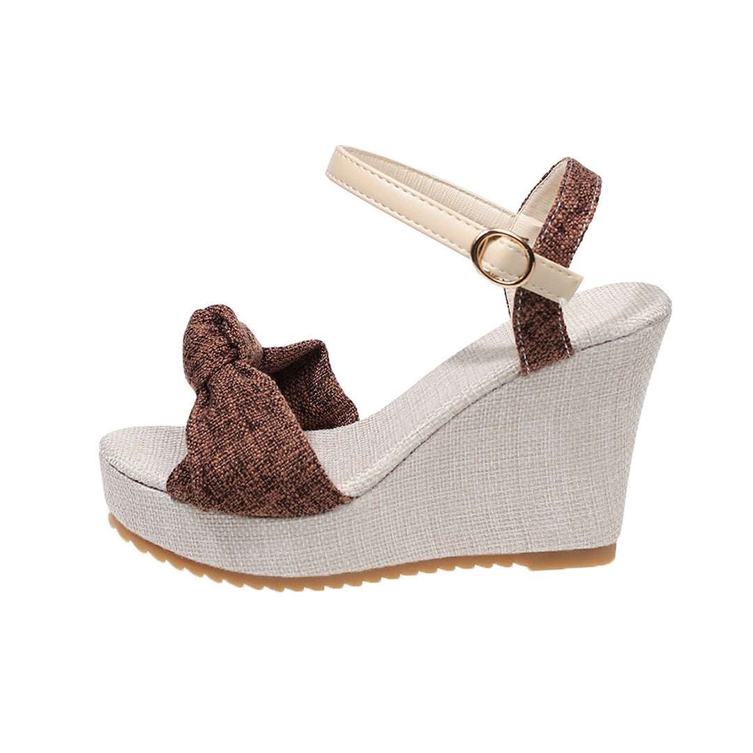 Damen Wedge-Sandalen mit doppeltem Riemendesign und modischem Schleifenakzent EB