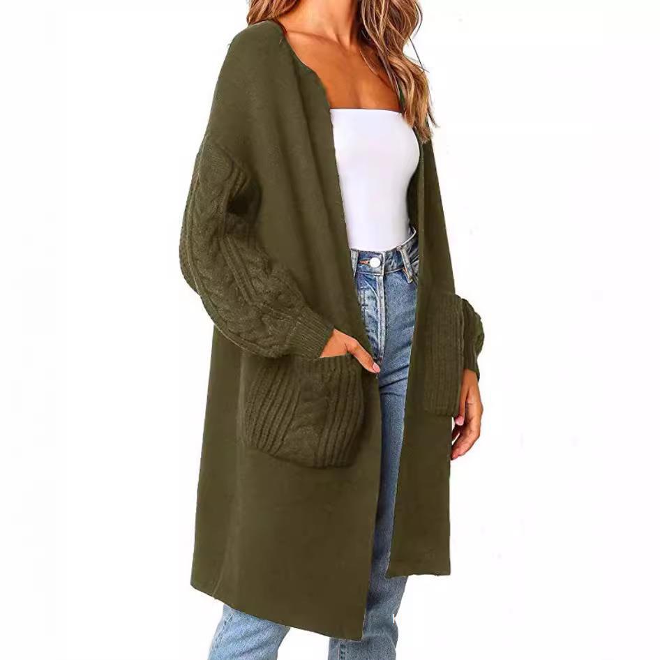 Damen gemütliche Strickjacke mit Taschen EB