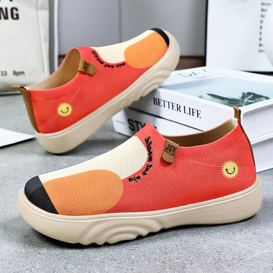 Damen Sportliche Slip-On Schuhe mit kreativem Muster EB