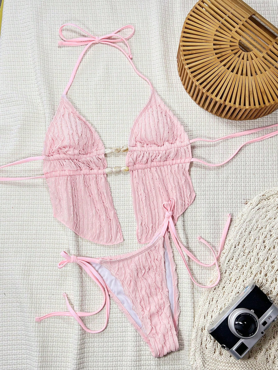 Damen Bikini-Set mit modischem Rüschendesign und verstellbaren Bindebändern EB