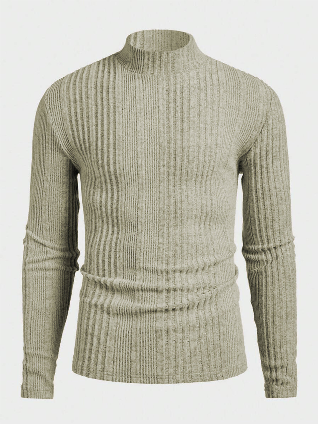 Herren Strickpullover mit hohem Kragen und Rippstruktur EB