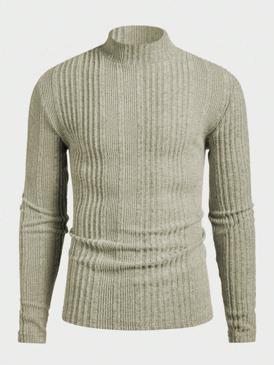 Herren Strickpullover mit hohem Kragen und Rippstruktur EB