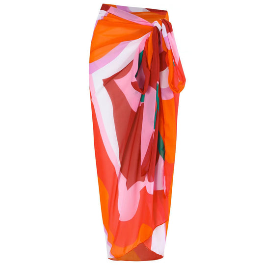 Damen Einteiler Badeanzug mit modischem Muster und passendem Sarong EB