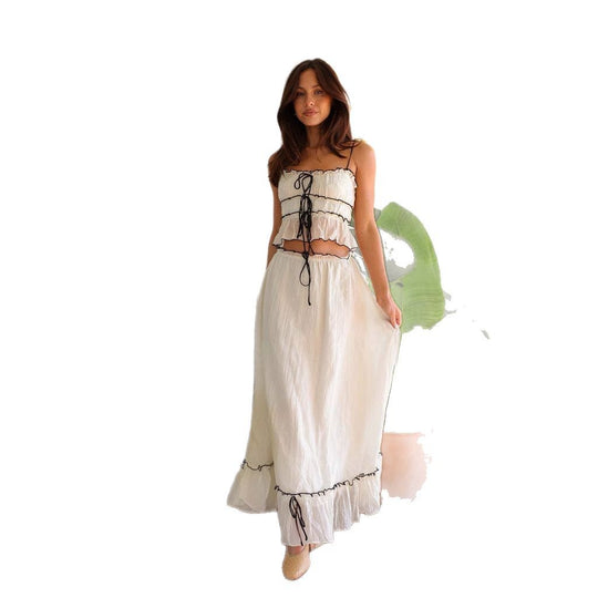 Damen Maxikleid mit romantischem Schnitt und verspielten Rüschendetails EB