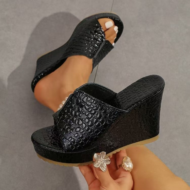 Damen Wedge-Pantoletten mit geflochtenem Obermaterial EB