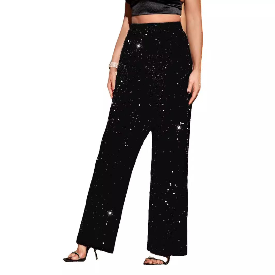 Damen Glamouröse Abendhose mit glitzernden Pailletten EB
