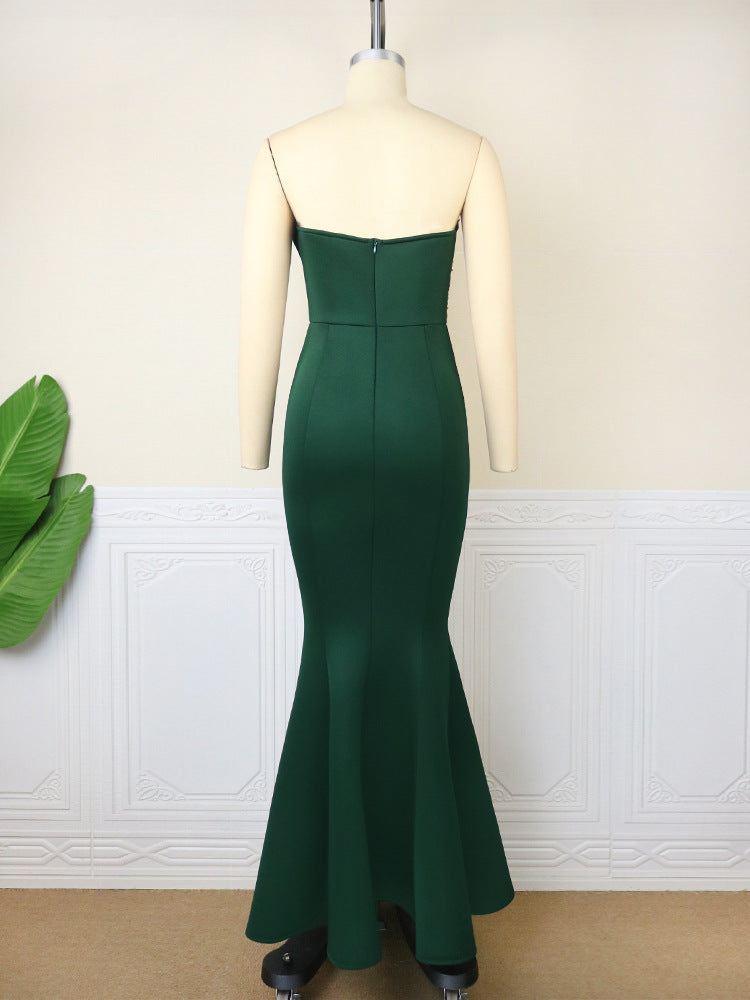 Damen elegantes Abendkleid mit asymmetrischem Design und kunstvoller Stickerei EB