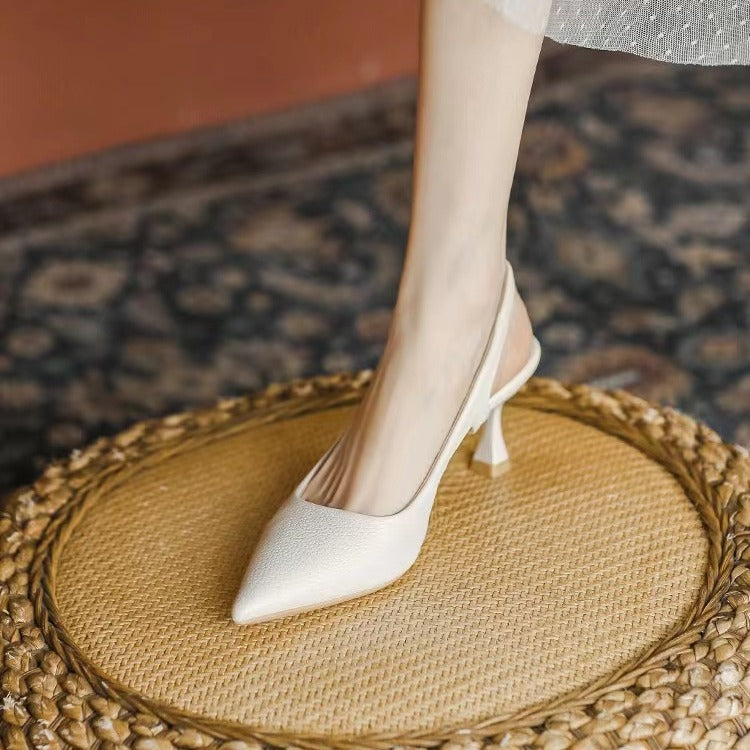 Damen spitze Slingback-Pumps mit elegantem Blockabsatz EB