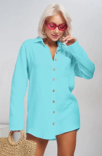 Damen lässige Sommerbluse mit Knopfdetail EB