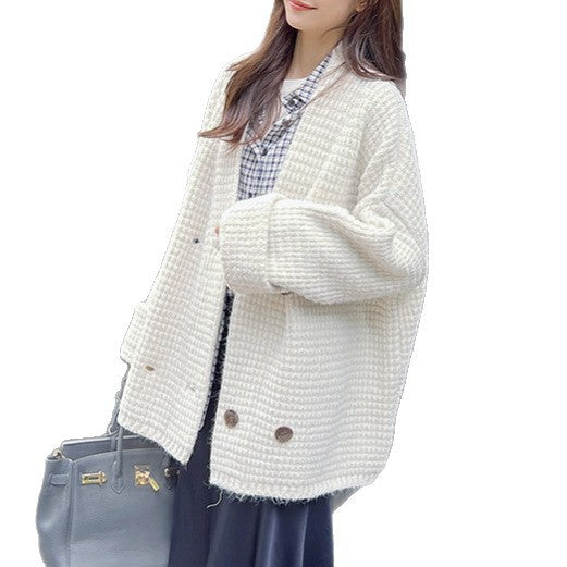 Damen Strickjacke mit doppeltem Knopfverschluss und weichem Material EB