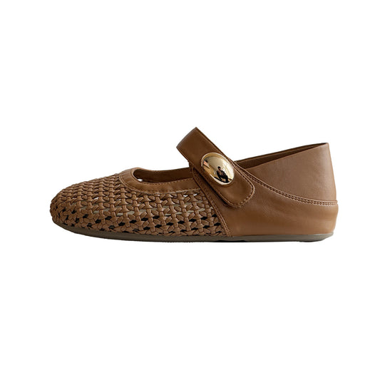 Damen Design Ballerinas mit modischem Riemchen und glänzender Oberfläche EB