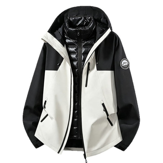 Unisex wetterfeste dreiteilige Softshelljacke mit abnehmbarer Steppinnenjacke und Kapuze EB