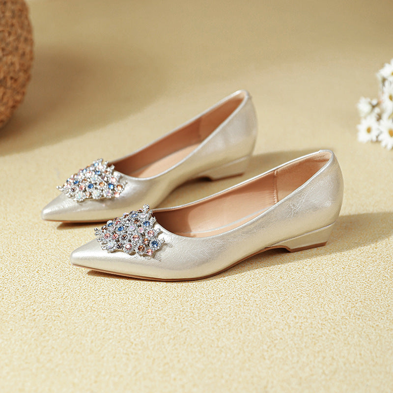 Damen elegante Ballerinas mit funkelnder Schmuckapplikation EB
