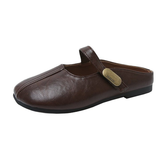 Damen Bequeme Hausschuh-Mules mit verstellbarem Riemen EB