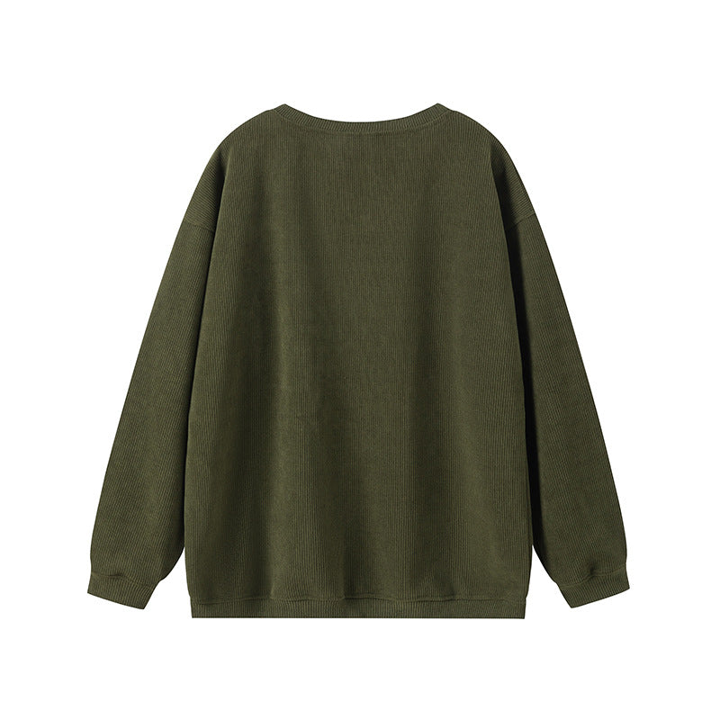 Damen lässiger Sweatshirt mit feiner Rippstruktur und komfortablem Schnitt EB