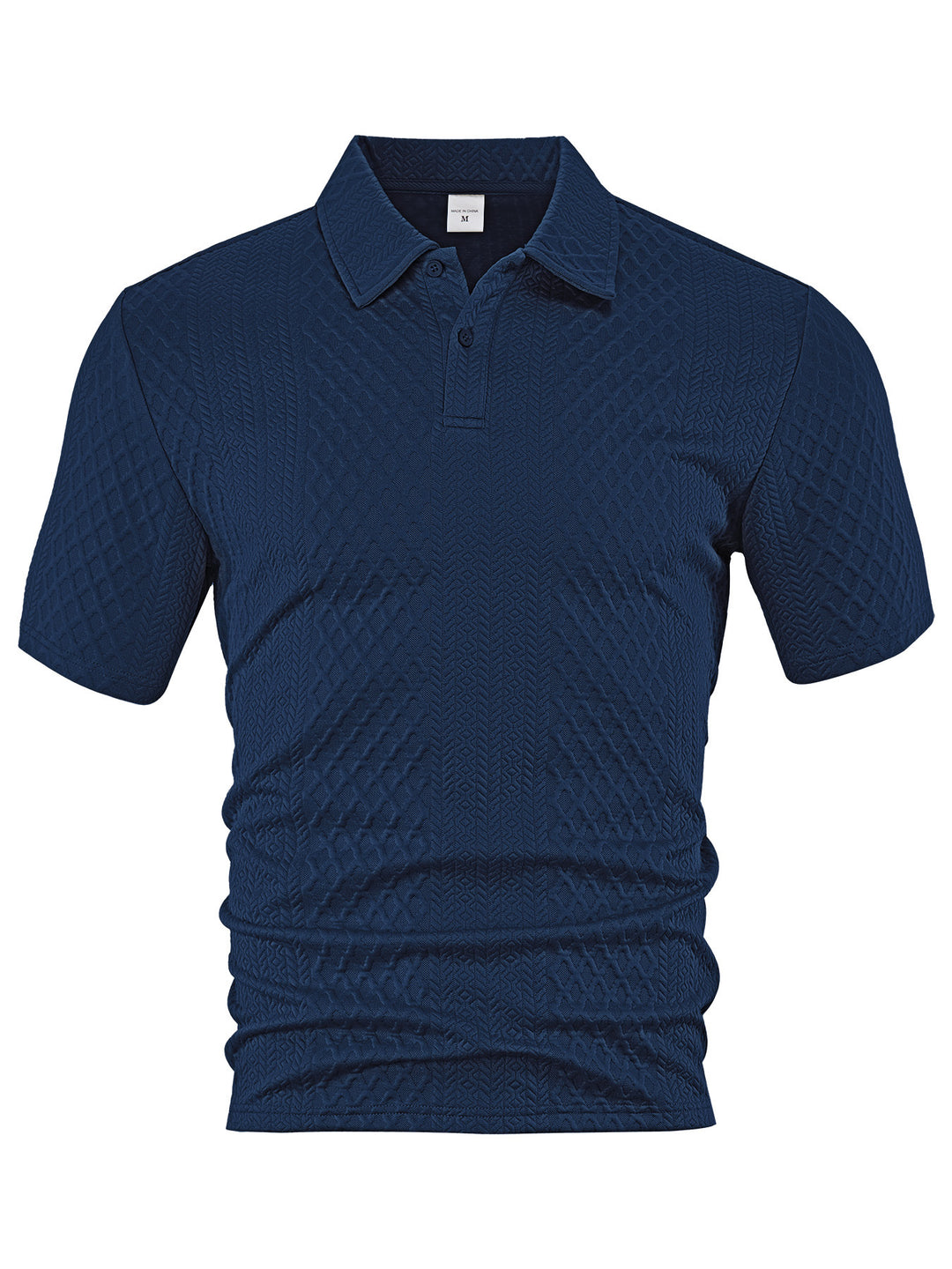 Herren nan texturiertes Jacquard-Poloshirt kurzärmelig schmaler Schnitt mit Polokragen EB