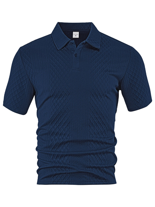 Herren nan texturiertes Jacquard-Poloshirt kurzärmelig schmaler Schnitt mit Polokragen EB