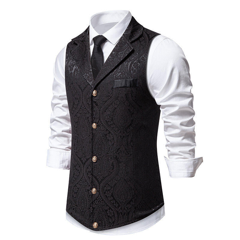 Herren elegante Anzugweste mit feinem Floral-Muster und hochwertiger Verarbeitung EB