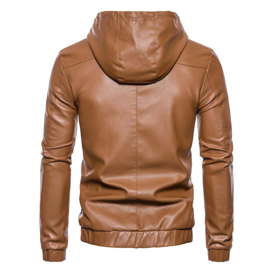 Herren Kunstlederjacke mit praktischem Kapuzen Design und sportiven Details EB