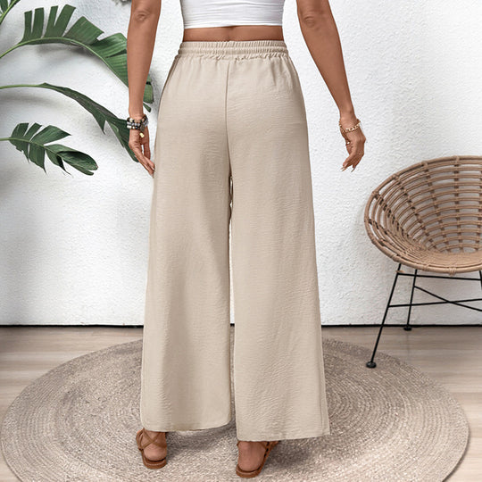 Damen Weite Palazzo-Hose mit elastischem Bund und seitlichen Taschen EB