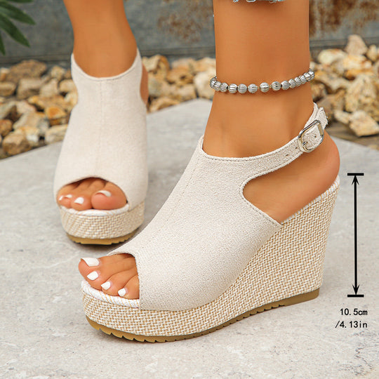 Damen Wedge-Sandalen mit modischem Camouflage-Design und komfortablem Fußbett EB