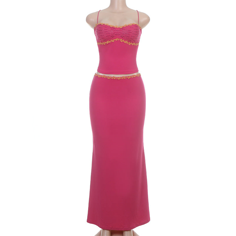 Damen elegantes Maxikleid mit raffinierten Spitzendetails EB