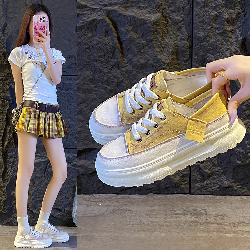 Damen Sportliche Retro Sneaker mit plattierter Sohle und atmungsaktivem Obermaterial EB