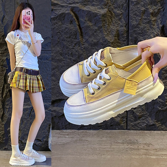 Damen Sportliche Retro Sneaker mit plattierter Sohle und atmungsaktivem Obermaterial EB