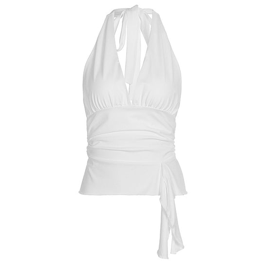 Damen elegantes Wickeloberteil mit Halterneck und Raffung EB