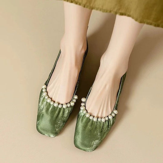 Damen elegante Ballerinas mit perlverziertem Design und komfortablem Fußbett EB