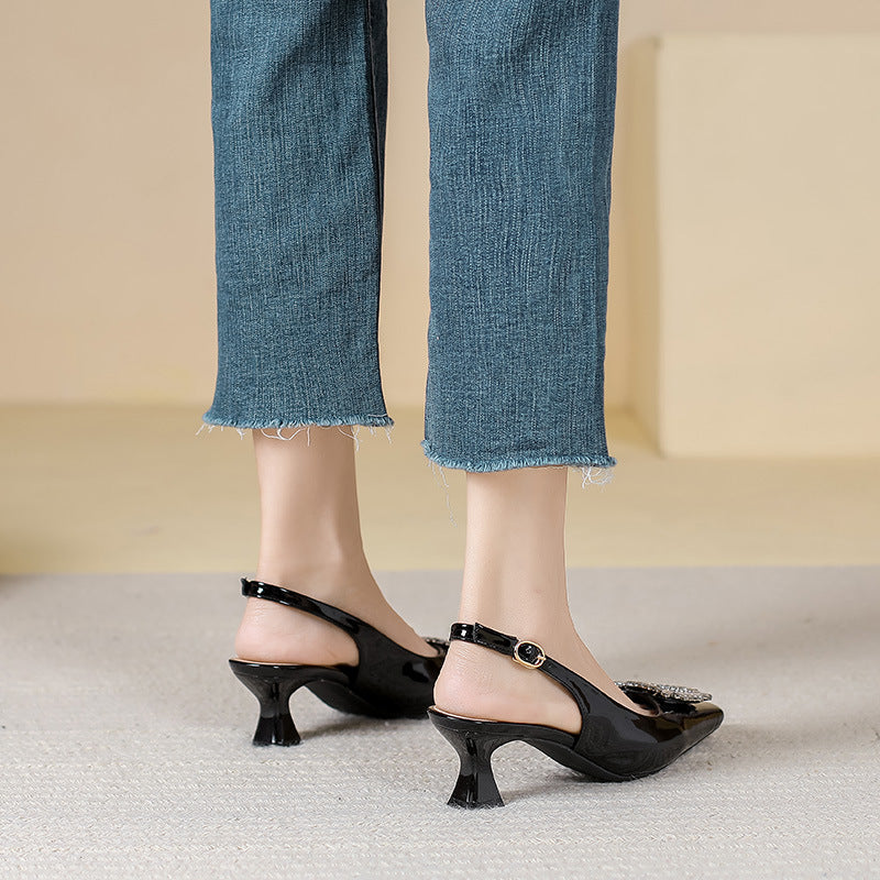 Damen Slingback-Pumps mit funkelndem Schmuckelement EB
