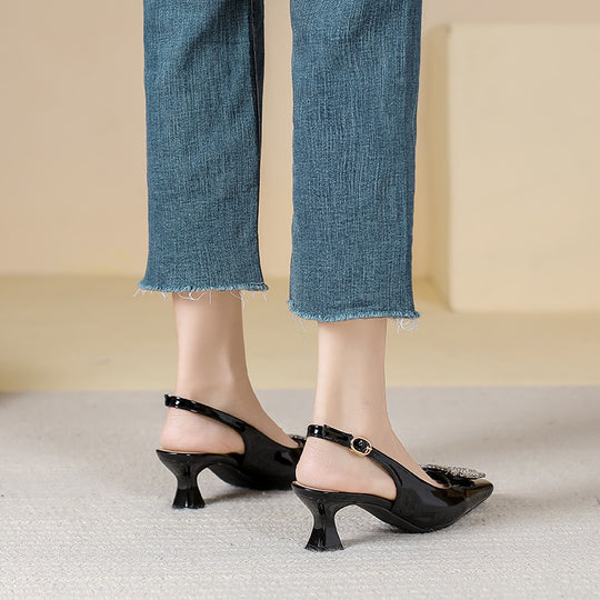Damen Slingback-Pumps mit funkelndem Schmuckelement EB