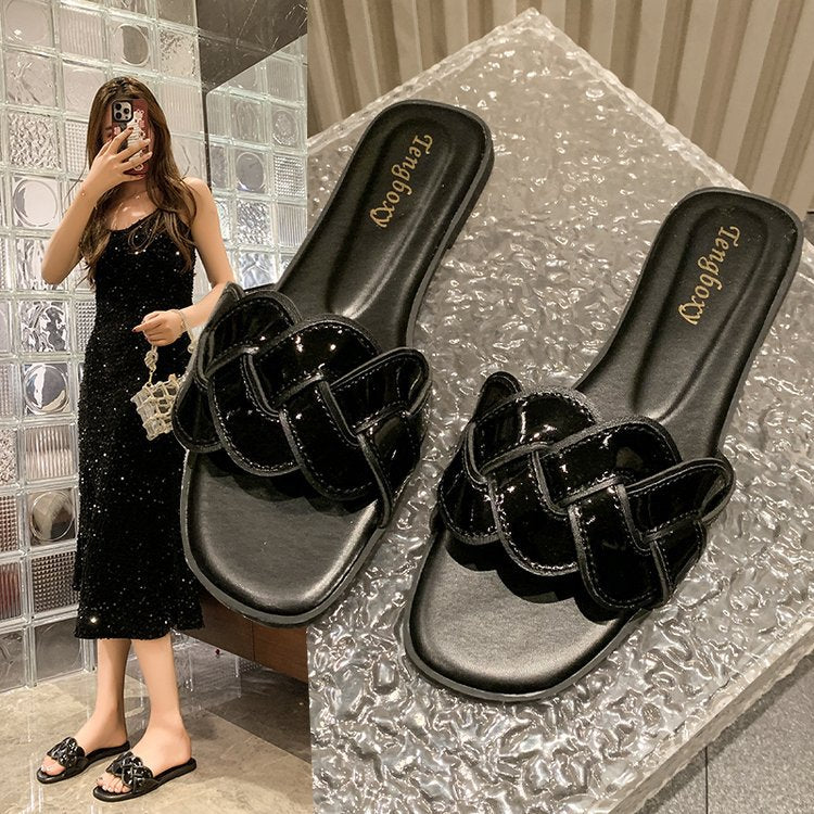 Damen trendige Riemensandalen mit geflochtenem Design und komfortablem Fußbett EB