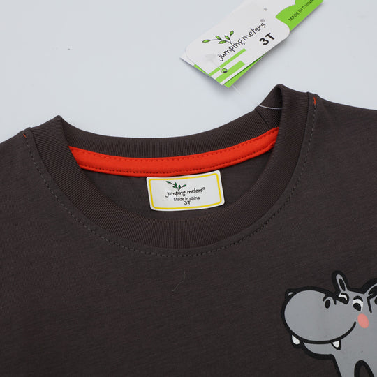 Jungen T-Shirt mit lustigem Nilpferd-Applikation EB