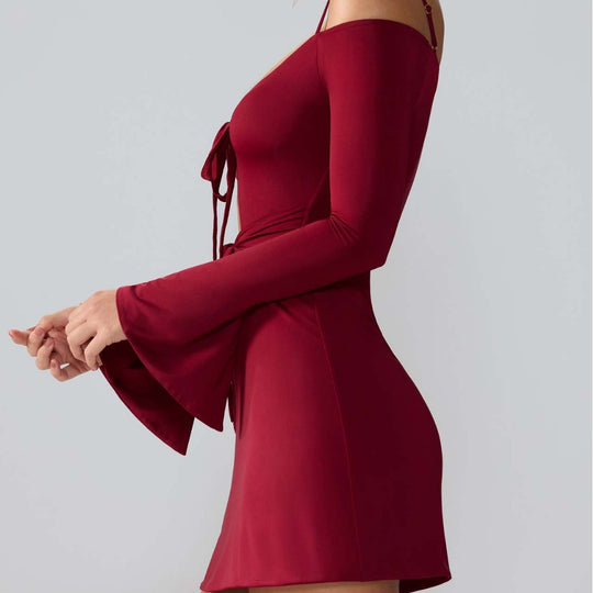 Damen Minikleid mit raffinierten Cut-Out-Details und schickem Knotenverschluss EB