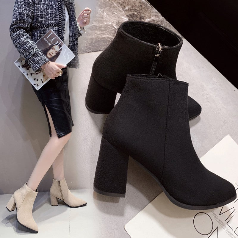 Damen Stiefeletten mit elegantem Blockabsatz und praktischem Reißverschluss EB