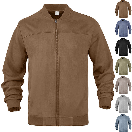 Herren Velours-Trainingsjacke mit Reißverschluss und Stehkragen EB